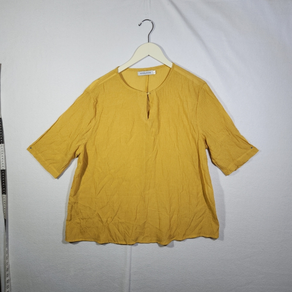 MissLook Women's Tunic Style Blouse- Mustard Size XL.New Without tag